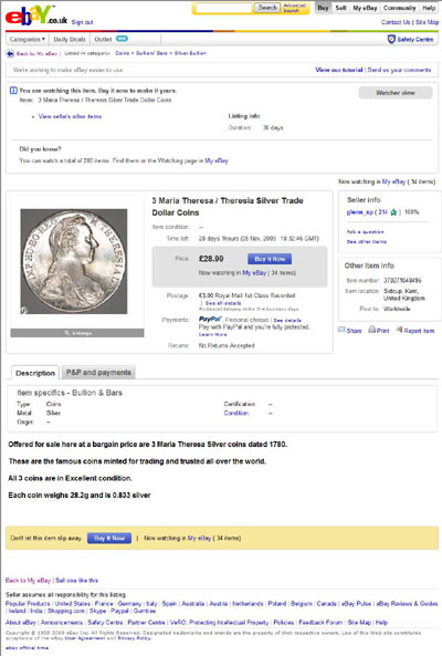 glenn_xp eBay Listings Using Our 1780 Maria Theresa  Silver Thaler Obverse

 Images